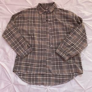 Brown checkered oversized flannel, No brand, Size S